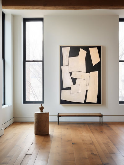 Modern Black And Beige Abstract Canvas Wall Art Earth Tone Minimalist Art Minimalist Painting