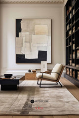 Modern Black And White Abstract Canvas Wall Art Minimalist Art Minimalist Painting For Livingroom