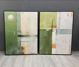 Wabi-sabi Green Abstract Art, Green Minimalist Painting, Luxury Textured Canvas Wall Art