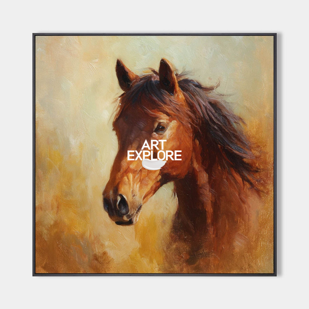 Modern Abstract Horse Painting Brown Tones Original Art For Living Room And Office Decor