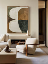 Brown And Green Textured Geometric Painting Walls Abstract Painting Modern Home Decor