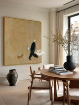 Modern Abstract Painting With Dog Figure For Contemporary Home Decor