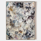 Modern Black And White Abstract Painting With Textured Impasto For Contemporary Living Room Decor