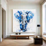 Large BLUE And White Elephant Canvas Palette Oil Painting Original Blue Elephant Abstract Contemporary Art Painting Wall Art Custom Canvas Paintings