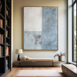 Blue And White Texture Painting on Canvas Modern Minimalist Luxury Art Blue Abstract Wall Art Blue Abstract Painting For Sale