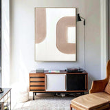 White and Beige Textured Minimalist Wall Art, Large Abstract Canvas Wall Art, Plaster Painting