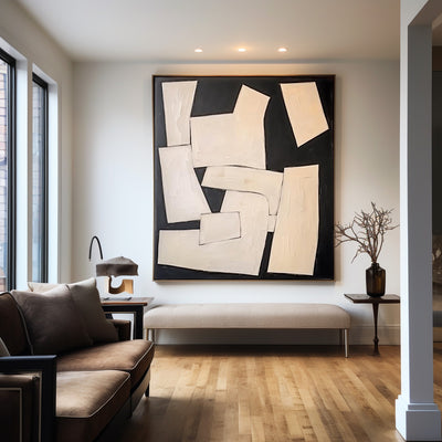 Modern Black And Beige Abstract Canvas Wall Art Earth Tone Minimalist Art Minimalist Painting