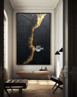Black And Gold Abstract Wall Art Large Decorative Paintings Big Canvas Art minimalist apartment decor