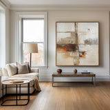 Abstract Beige And Brown Artwork Oil Painting,Large Beige Textured Square Wall Art,Minimalist Apartment Decor,Beige Wall Art Original