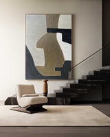 oversize vertical minimalist wall art black and brown abstract painting abstract acrylic painting for dining room
