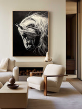 Black Horse Oil Painting Wild Horse Portrait Art Painting Black Steed Painting Horse Art For Sale