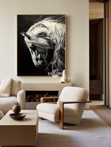 Black Horse Oil Painting Wild Horse Portrait Art Painting Black Steed Painting Horse Art For Sale