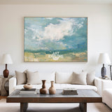 Abstract Seascape Paintings Horizontal Modern Beach Art Beach Scene Canvas Art