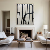 Modern Black And White Abstract Wall Art Oversized Acrylic Painting Abstract Artwork For Livingroom