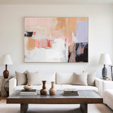 Pink And White Wall Art Huge Contemporary Abstract Painting For Living Room