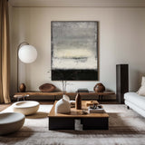 Large Contemporary Abstract Painting Grey Black Abstract Canvas Art Acrylic Painting