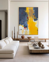 Orange Abstract Painting Large Modern Wall Art Yellow Abstract Art