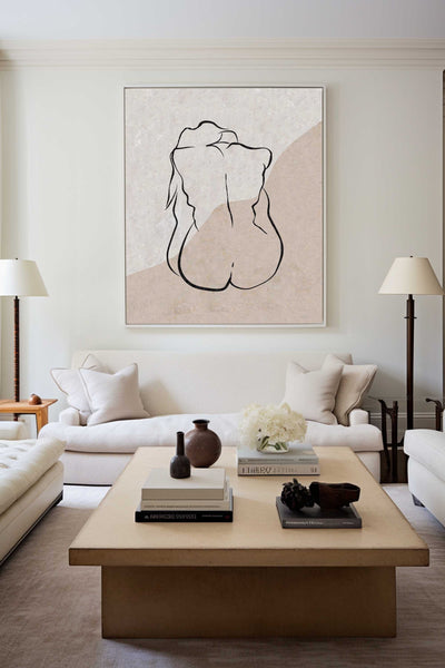 Modern Black And White Body Line Painting Abstract Minimalist Painting For Sale