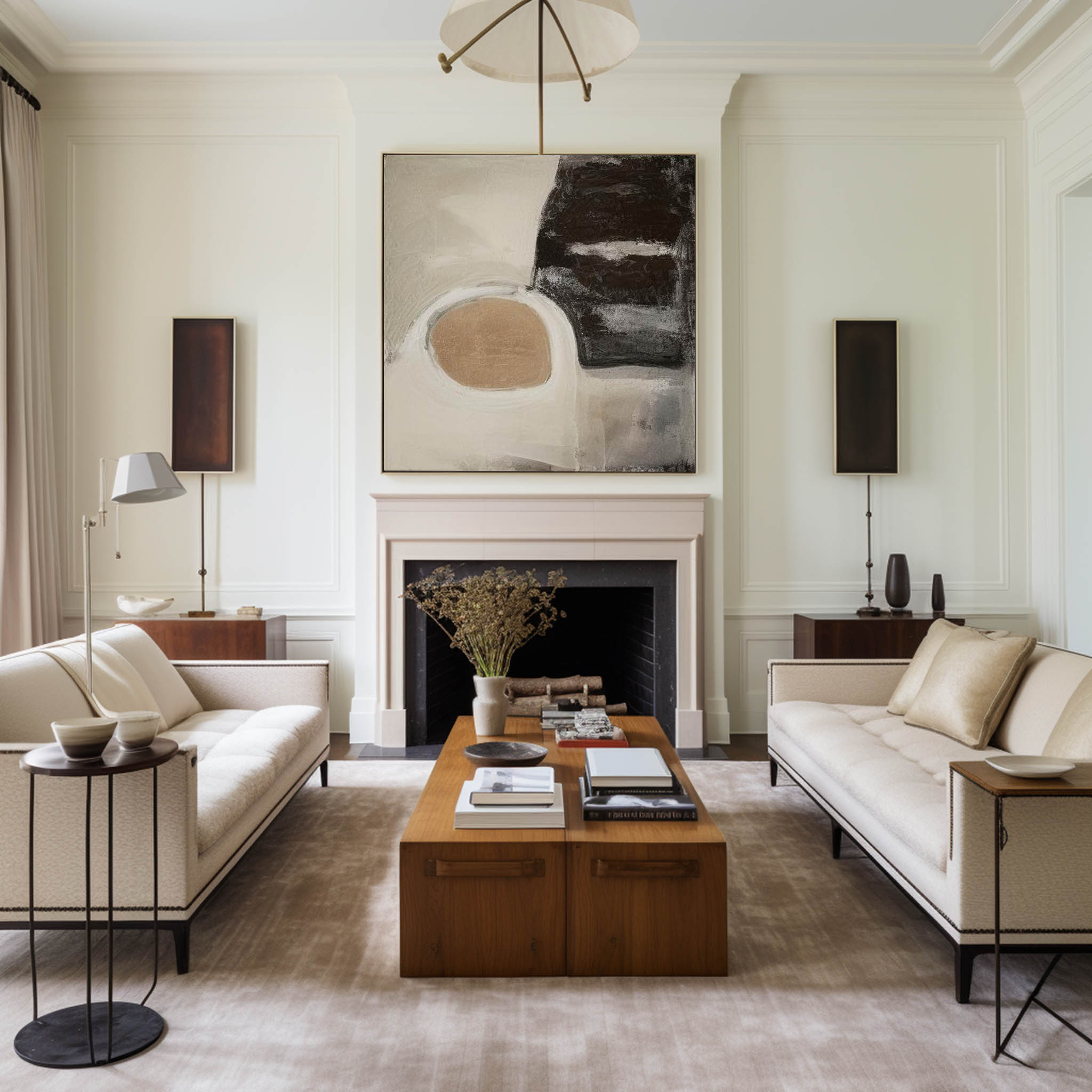 Brown and Black Minimalist Abstract Art On Canvas Modern Painting Abstract Painting For livingroom