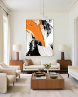 Modern Originial Large Rich Textured Yellow And Black Abstract Acrylic Painting For Livingroom