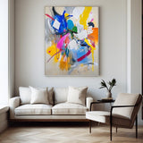 Modern Colorful Bauhaus Wall Art Rich Textured Handmade Artworks Abstract Canvas Art for Livingroom