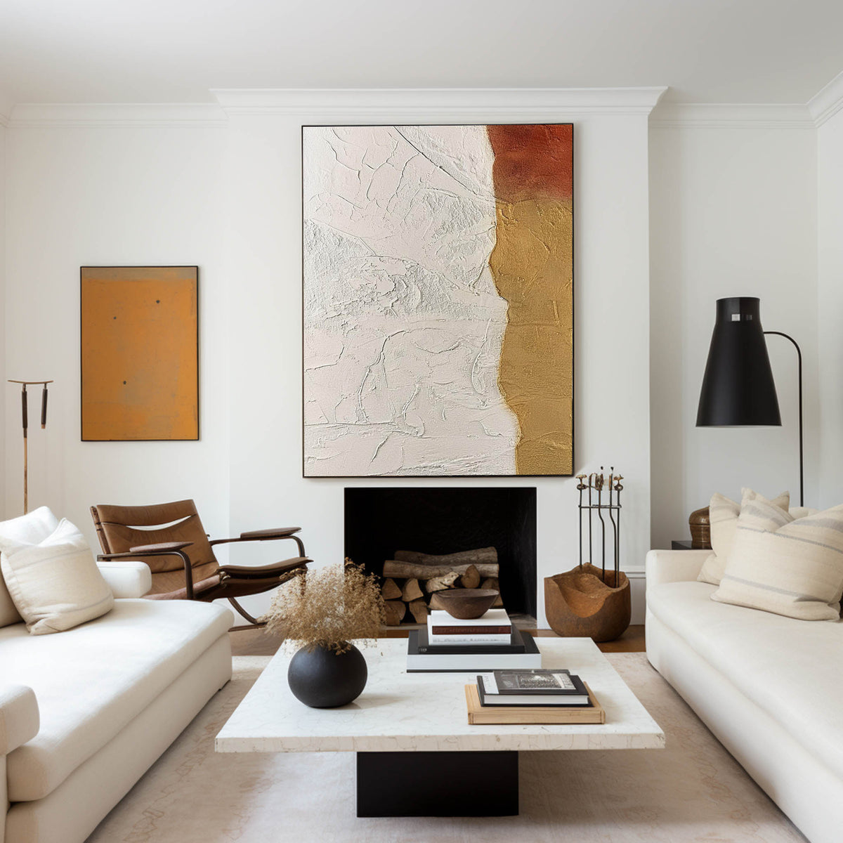 Large White And Gold Textured Abstract Canvas Art Modern Minimalist Colourfu Oil Paintings On Canvas Uttermost Home Decor