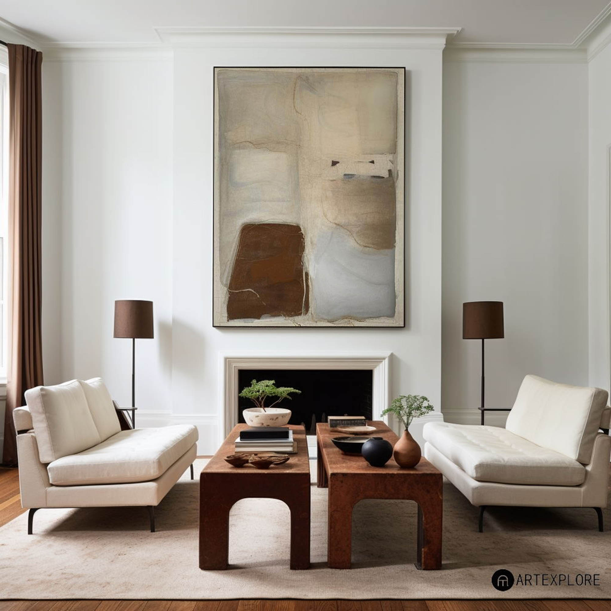 Modern Brown And Beige Abstract Canvas Wall Art Earth Tone Minimalist Art Minimalist Painting