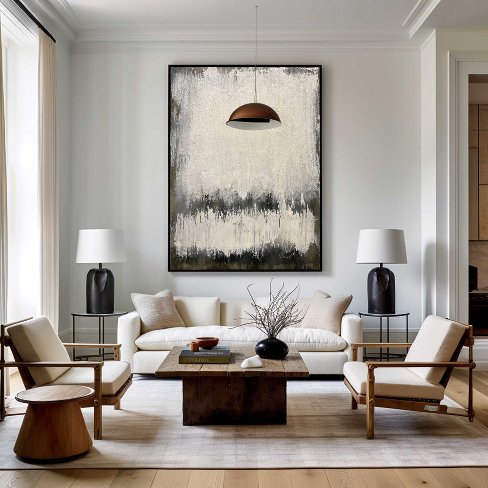 Grey White Abstract Minimalist Painting On Canvas Extra Large Vertical Wall Art Modern Canvas Art