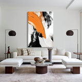 Modern Originial Large Rich Textured Yellow And Black Abstract Acrylic Painting For Livingroom