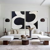 Big Black And White Wall Decor Painting Black And white Textured Canvas Art Oversized Wall Art Set Of 2 Artwork For Home Office