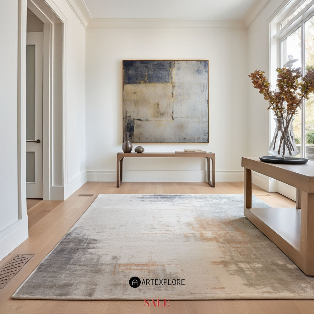Wabi-sabi Brown Grey Painting Square Minimal Painting Large Canvas Wall Art For Sale