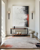 Unique Black And White Modern Art,Large Black Red Wall Painting,Minimalist Entryway Wall Decor