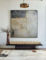 Wabi-sabi Brown Grey Painting Square Minimal Painting Large Canvas Wall Art For Sale