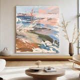 Large Minimalist Painting Muted Colors Wall Art Modern Square Canvas Art Wabi Sabi Artworks For Sale