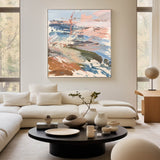 Large Minimalist Painting Muted Colors Wall Art Modern Square Canvas Art Wabi Sabi Artworks For Sale