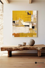 Heavy Texture Dark Yellow Abstract Art On Canvas Modern Palette Knife Painting Abstract Painting