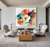 Large 3D Flowers Canvas Modern Colourful Custom Artwork Art Boho Wall Art For Livingroom