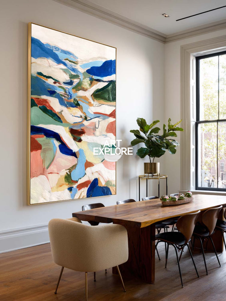Hand Painted Textured Canvas Art With Earthy Colors And Modern Design