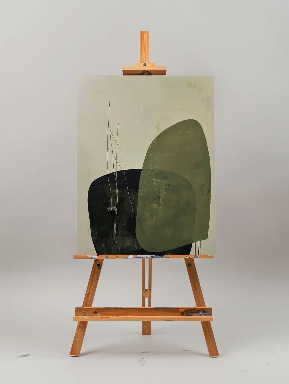 Green Canvas Art Wabi-sabi Beige Green Minimalist Acrylic Painting Livingroom Canvas Art For Sale