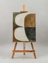 Brown And Green Textured Geometric Painting Walls Abstract Painting Modern Home Decor