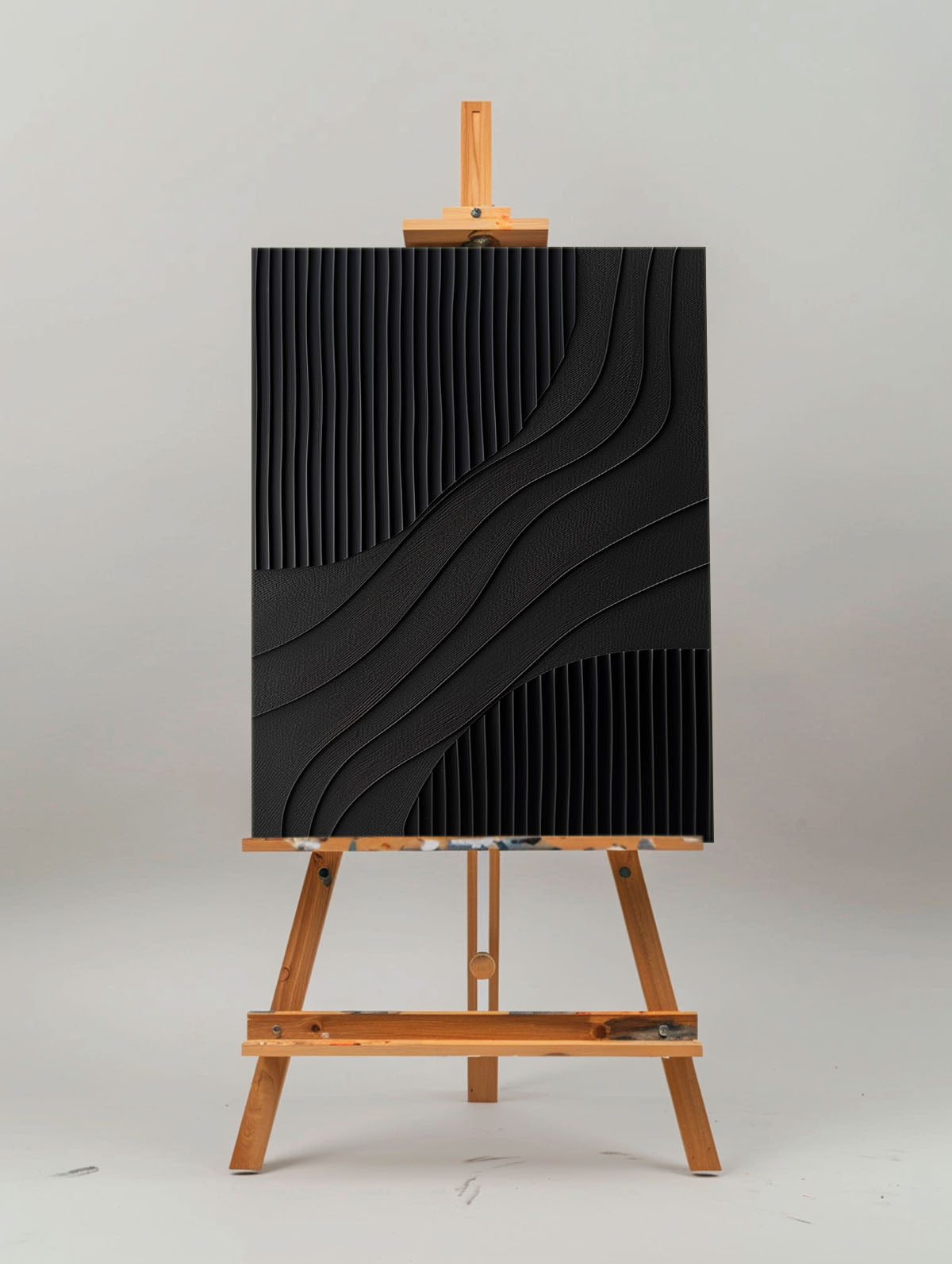 Black 3D Texture Painting Modern Minimalist Luxury Art Black Abstract Wall Art Black 3D Abstract Painting on Canvas