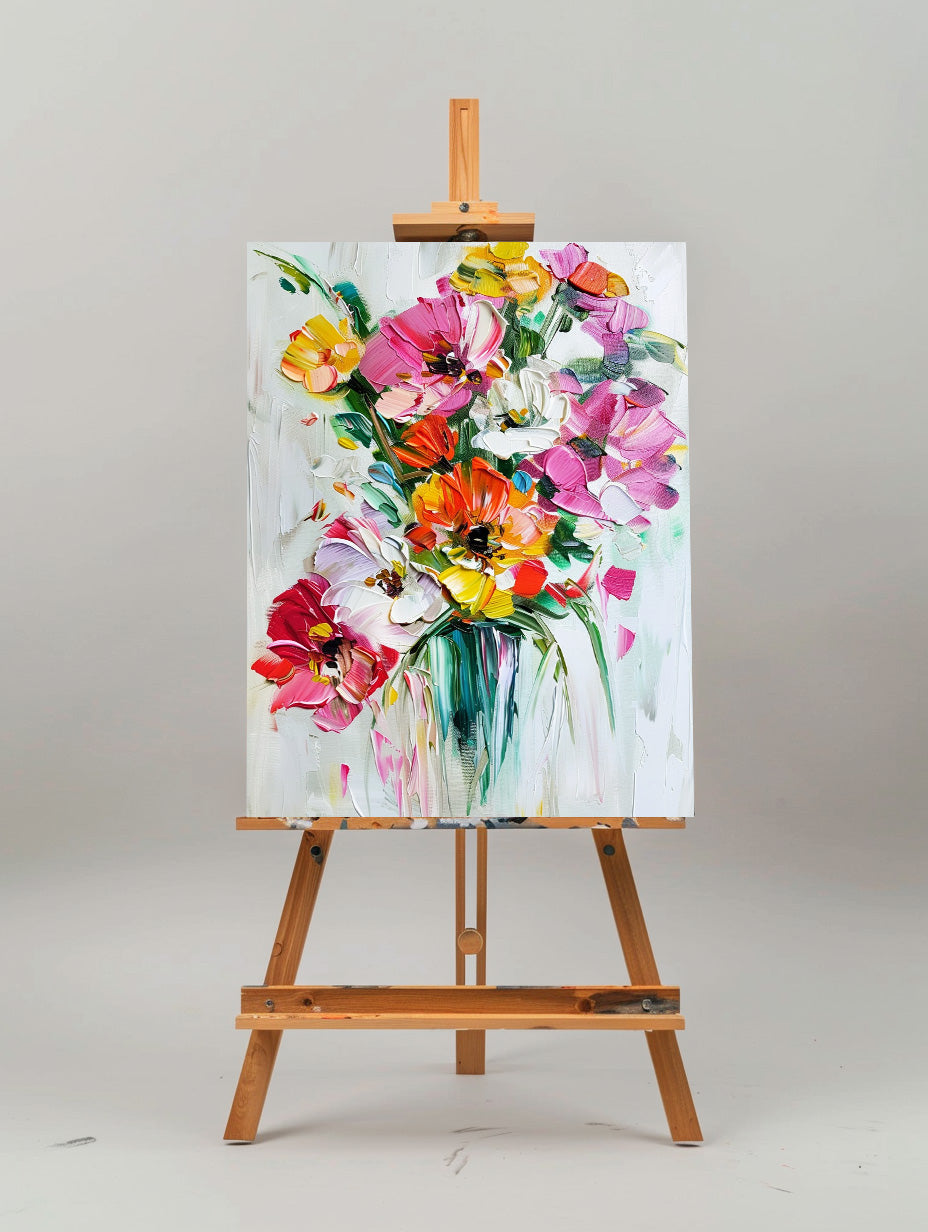 Big Wall Decor Abstract Flowers Painting Abstract Textured Canvas Art Boho Wall Art