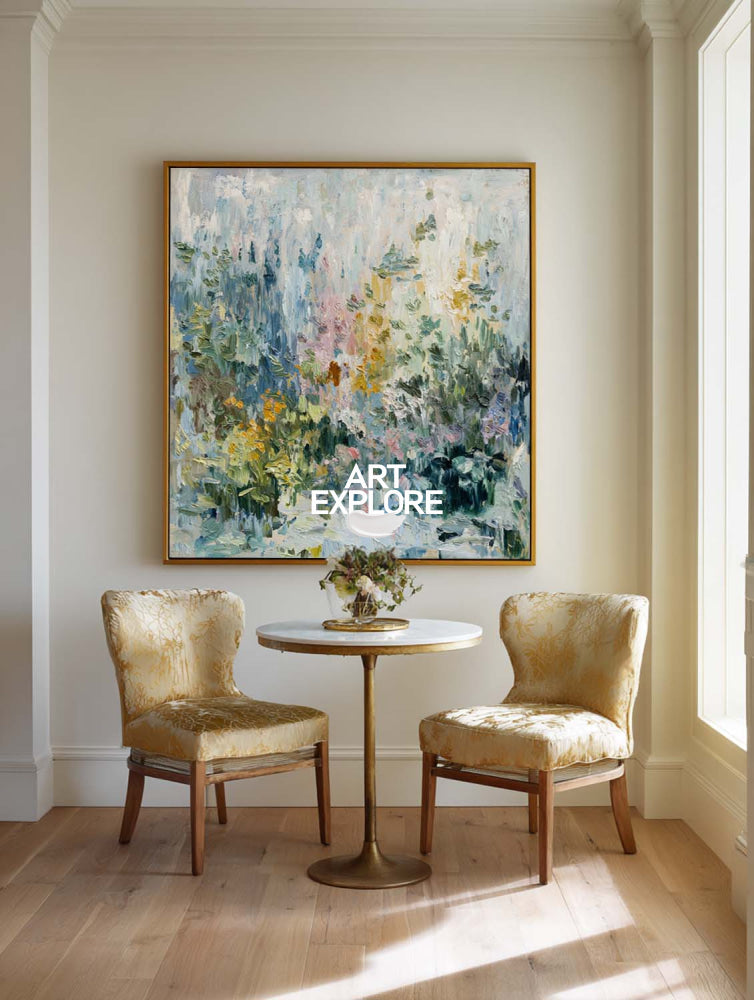 Abstract Floral Oil Painting With Impressionist Style For Modern Home Decor