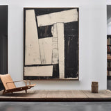 Modern Black And White Abstract Canvas Wall Art Earth Tone Minimalist Art Minimalist Painting