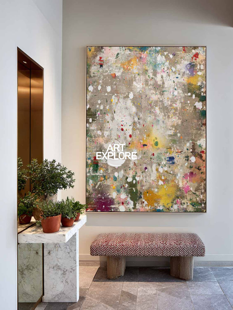 Modern Abstract Art With Textured Mosaic Effect For Living Room Decor