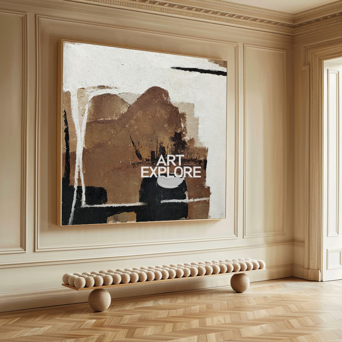 Black And Brown Minimalist Painting Oversized Painting Canvas Minimalist Painting For Home Decor