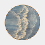 Circular Blue Wave And Ocean Painting Blue Wall Art Framed Painting Modern Abstract Art