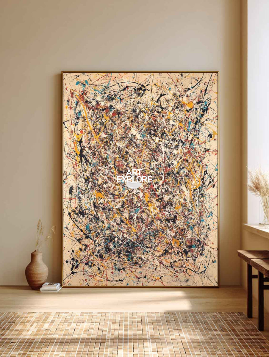 Original Abstract Expressionist Painting With Dynamic Lines For Modern Living Room Decor