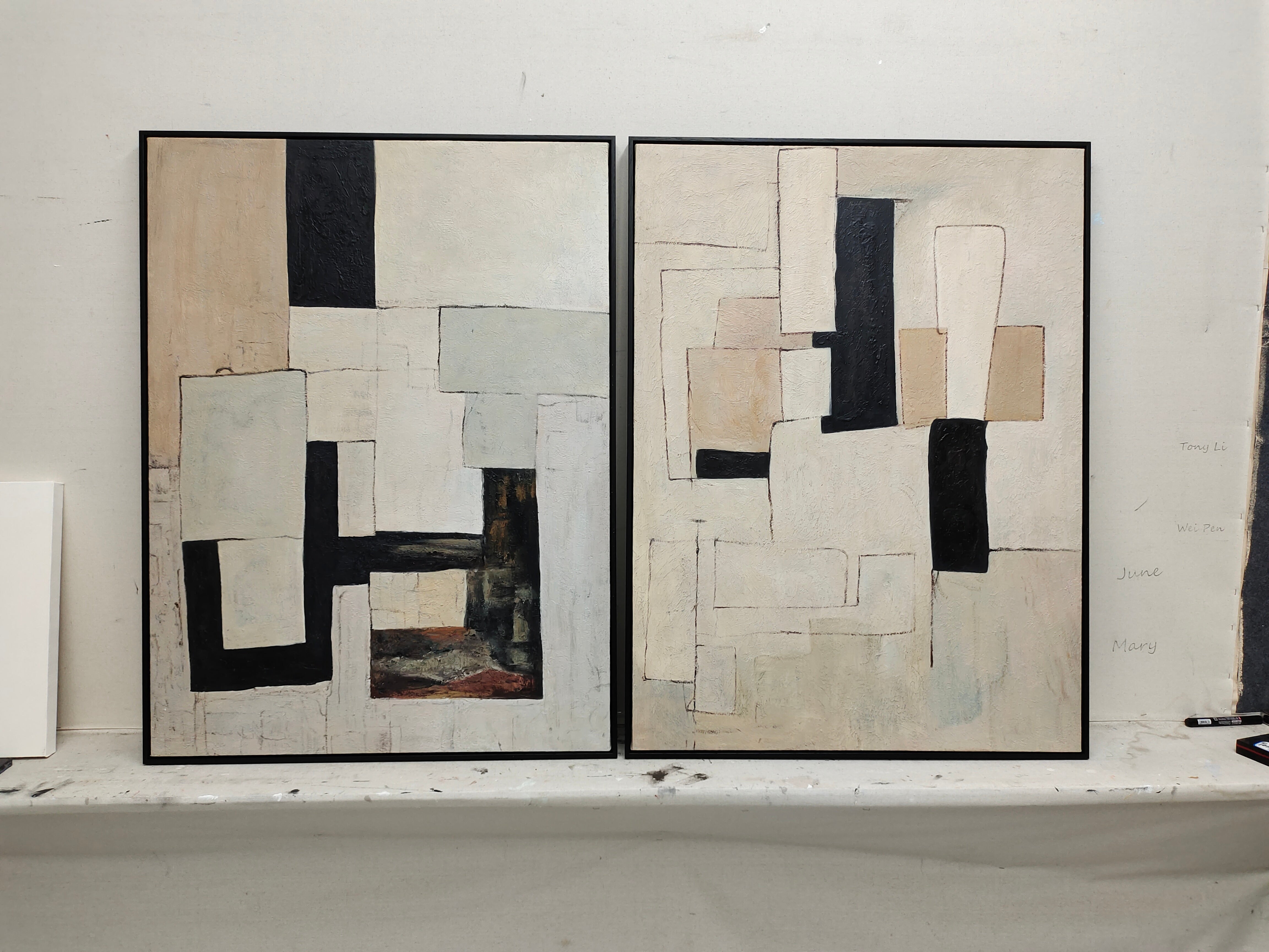 Modern Black And Beige Abstract Canvas Wall Art Earth Tone Minimalist Art Minimalist Painting