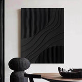Black 3D Texture Painting Modern Minimalist Luxury Art Black Abstract Wall Art Black 3D Abstract Painting on Canvas